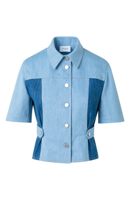 Akris Punto Mixed Wash Denim Button-up Shirt In Blue