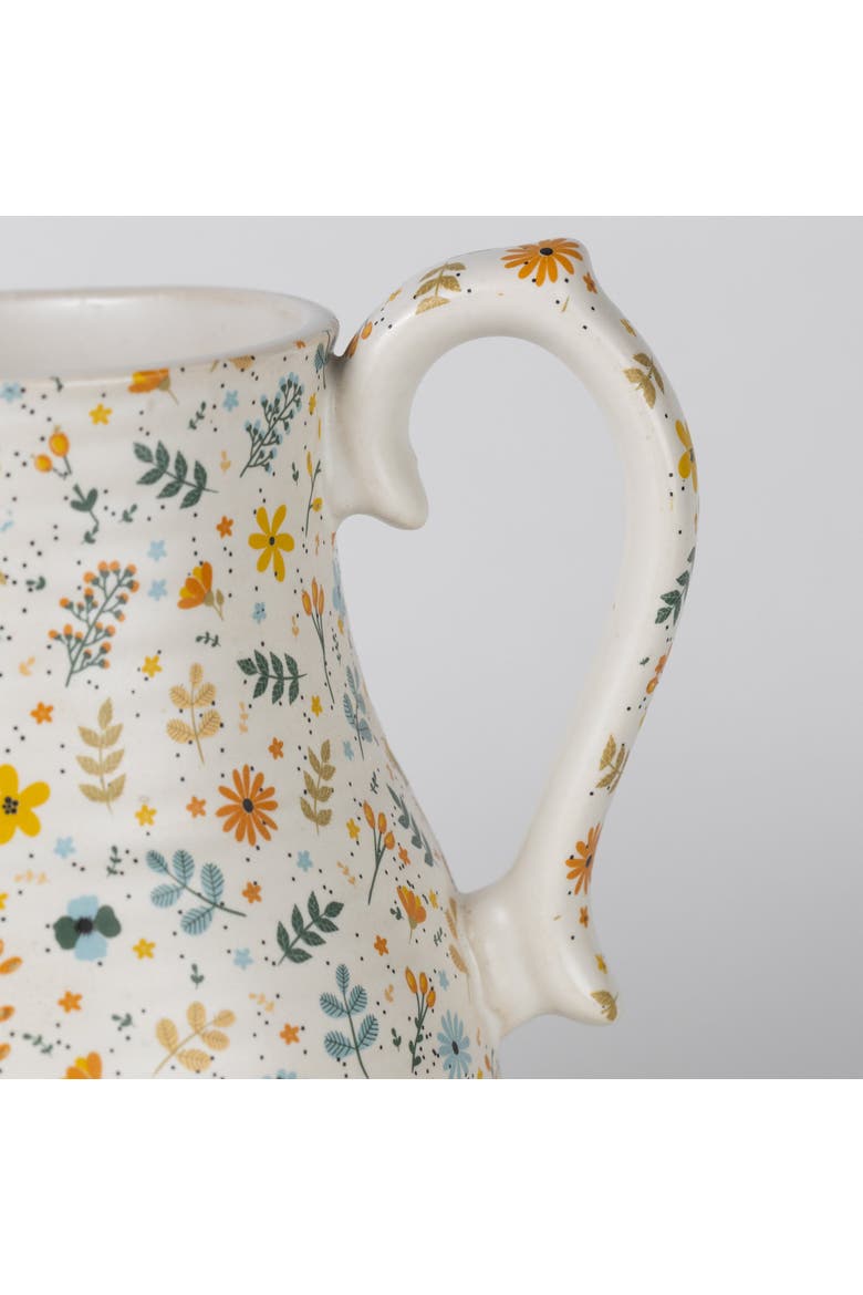 Tula Floral Ceramic Pitcher, Alternate, color, Beige