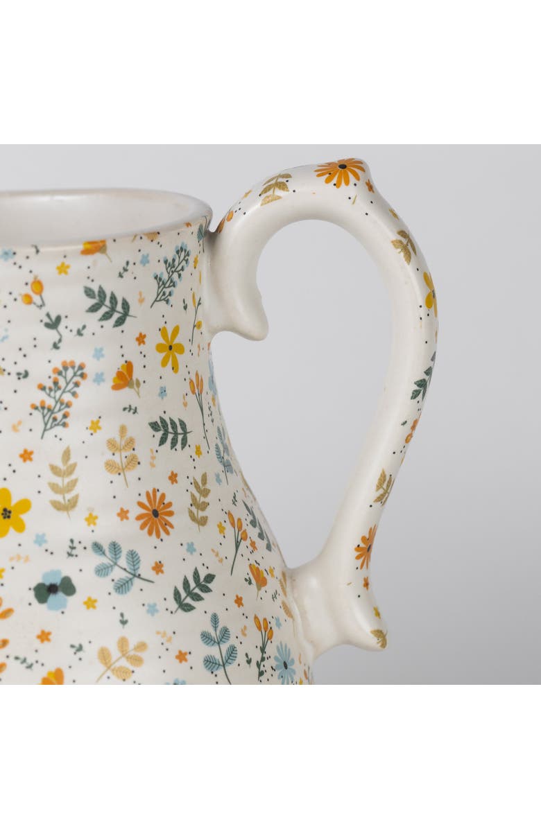 Ten Thousand Villages Tula Floral Ceramic Pitcher, Alternate, color, Beige