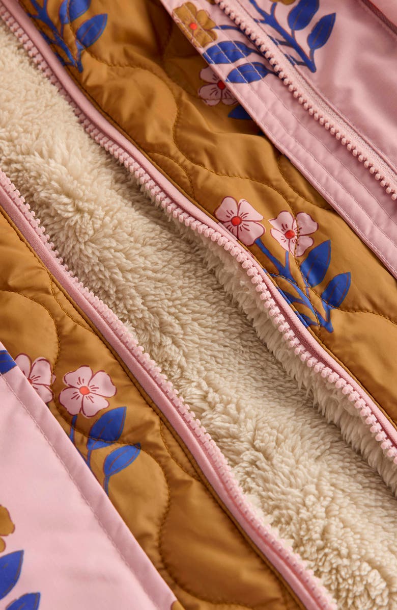 Mini Boden Kids' 4-in-1 Waterproof Coat, Alternate, color, Vintage Pink Floral Stamp