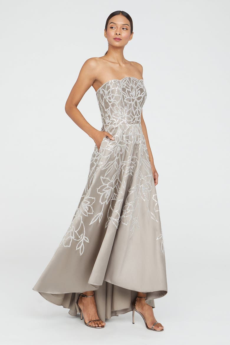 Pamela Embroidered Gown, Alternate, color, Smoke