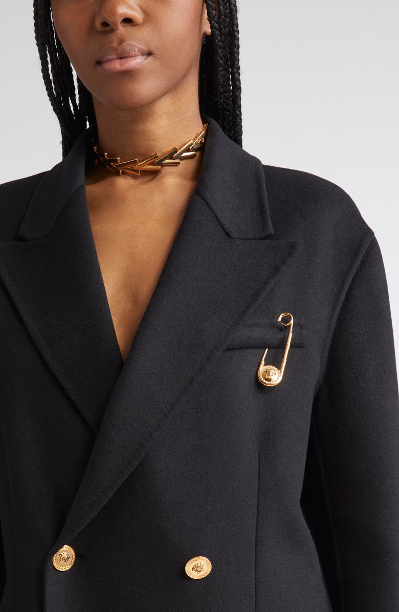 Versace Cashmere & Virgin Wool Peacoat, Alternate, color,