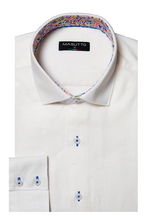 Cosimo Linen Button-Up Long Sleeve Shirt