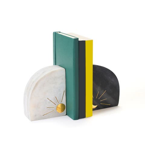 Indukala Sun and Moon Marble Bookends