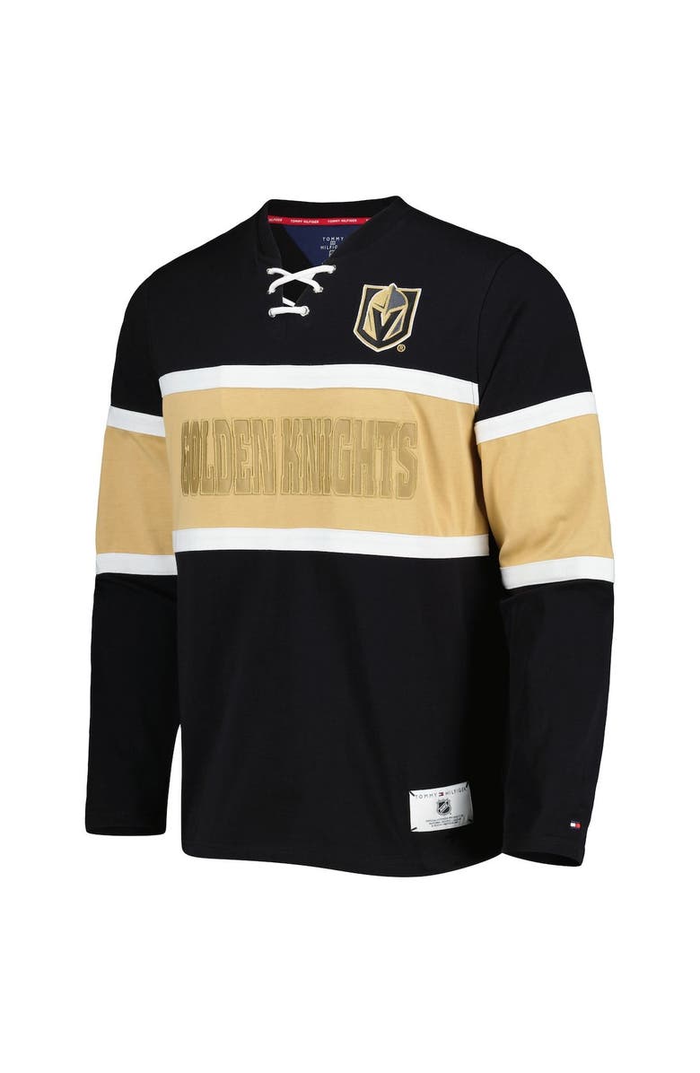 Tommy Hilfiger Men's Tommy Hilfiger Black Vegas Golden Knights Walter Lace-Up Long Sleeve Top, Alternate, color,