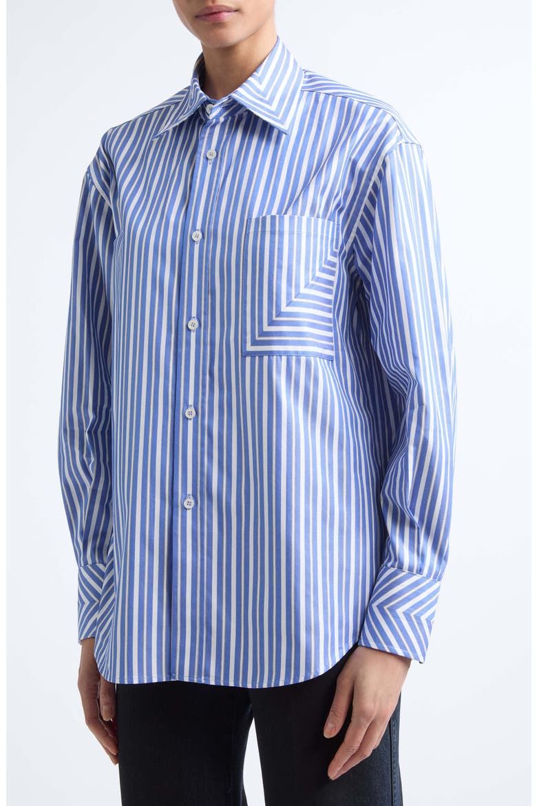 Pocket Detail Striped Cotton Shirt, Alternate, color, BLUE/ WHITE