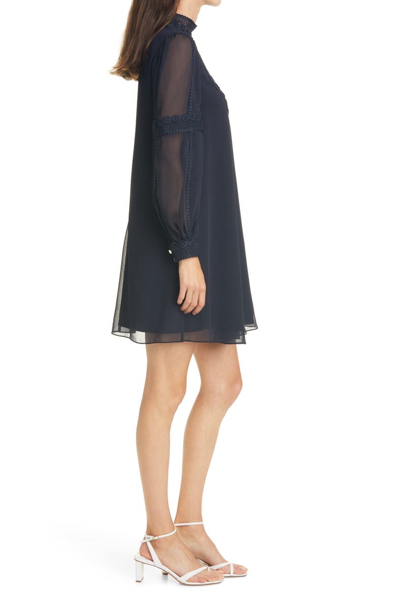 Georrgi Lace Tape Long Sleeve Dress, Alternate, color, NAVY