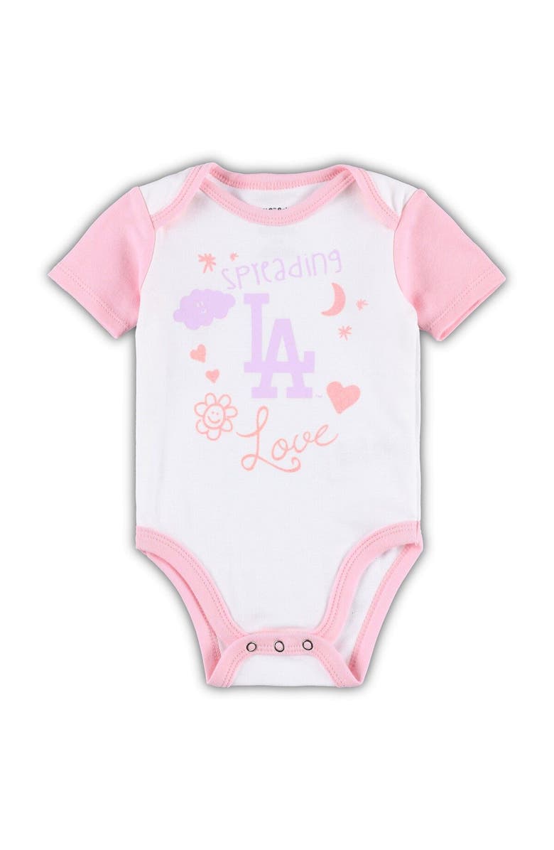 Outerstuff Newborn & Infant White/Pink Los Angeles Dodgers Spreading Love Bodysuit & Tutu with Leggings Set, Alternate, color, 