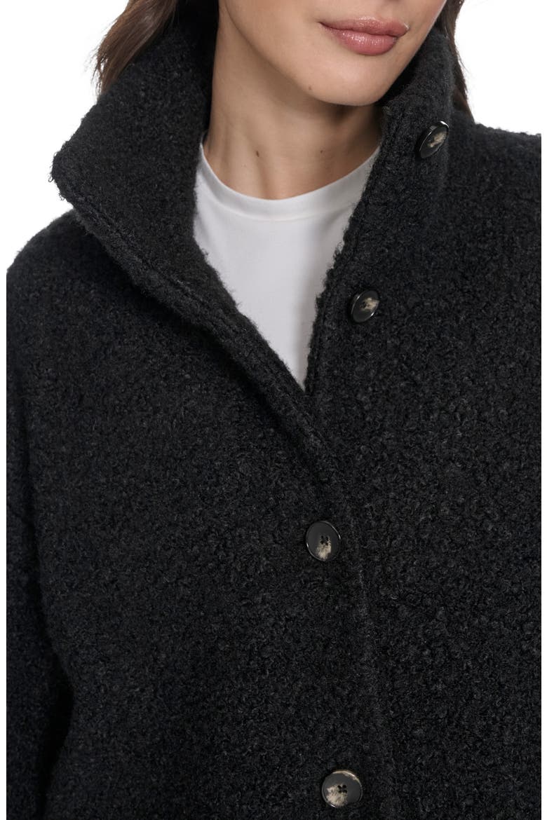 Bouclé Longline Cocoon Car Coat, Alternate, color, BLACK