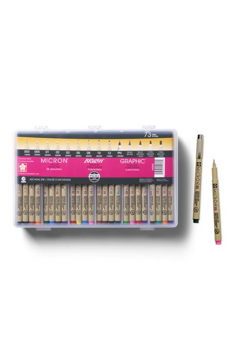 Pigma Micron Color Pen Set, 73 Count Fineliner Artist Gift Set.