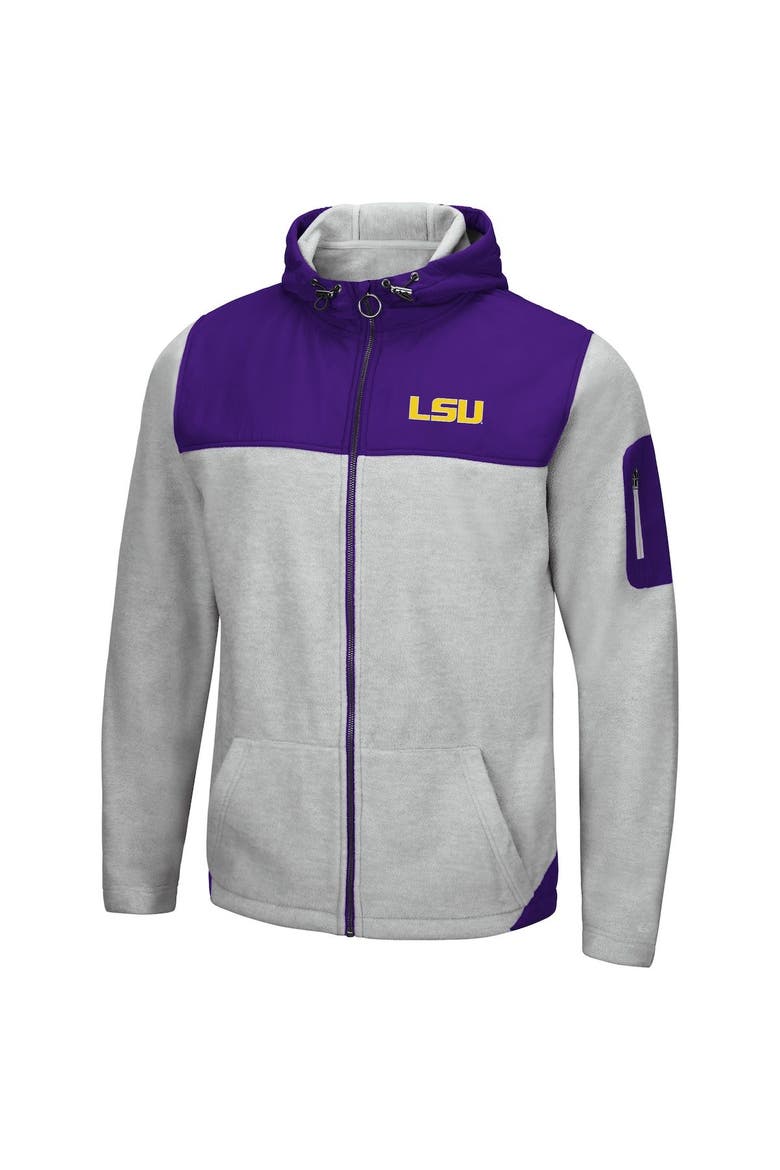 Men's Colosseum Heathered Gray/Purple LSU Tigers Schwartz Full-Zip Hoodie, Alternate, color, Heather Gray