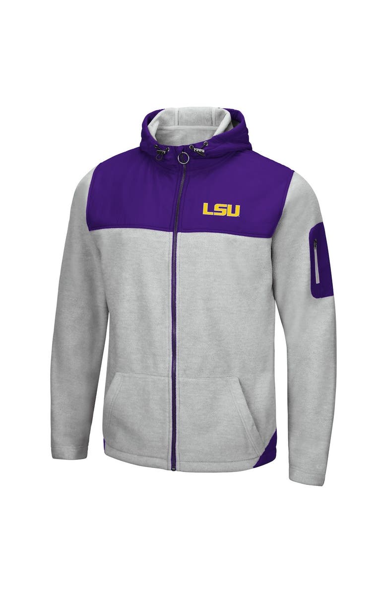 COLOSSEUM Men's Colosseum Heathered Gray/Purple LSU Tigers Schwartz Full-Zip Hoodie, Alternate, color,