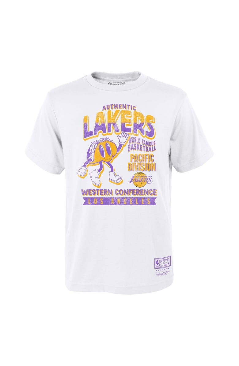 Mitchell & Ness Youth Mitchell & Ness White Los Angeles Lakers Concession Food Character T-Shirt, Alternate, color, 