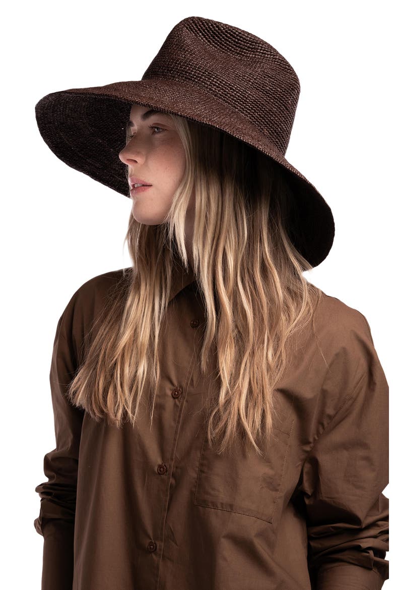 Waverly Wide Brim Packable Straw Hat, Alternate, color, CHOCOLATE