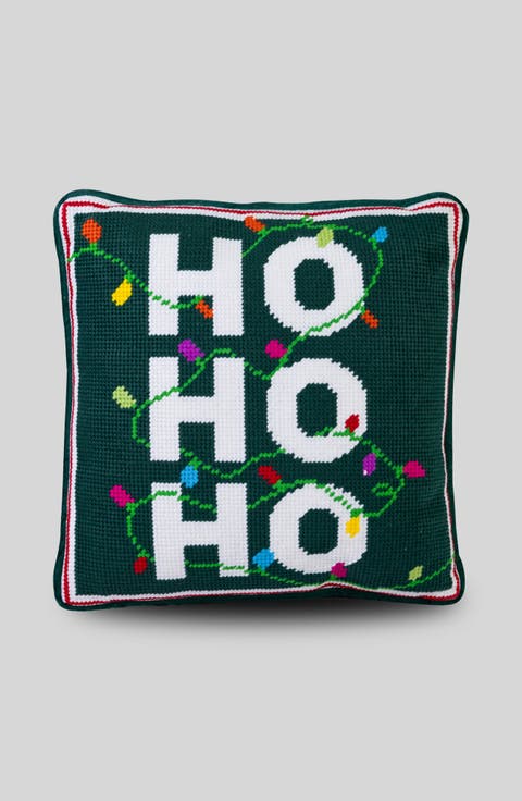 Ho Ho Ho Needlepoint Pillow