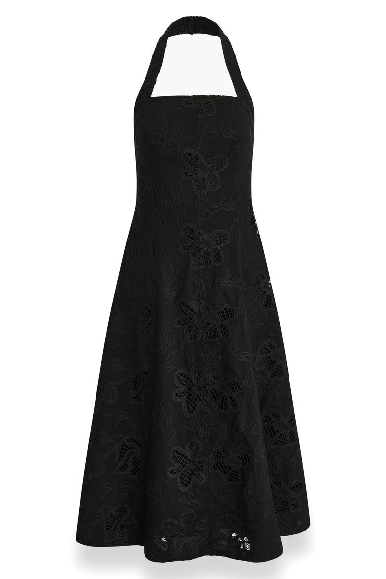Embroidered Halter Cocktail Dress, Alternate, color, BLACK/BLACK