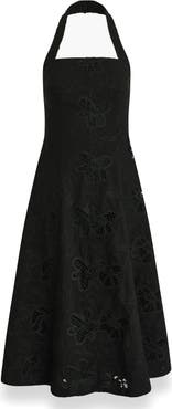 Donna Karan New York Embroidered Halter Cocktail Dress