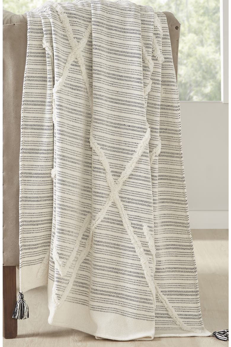 Tassel Detailed Throw, Alternate, color, BLACK