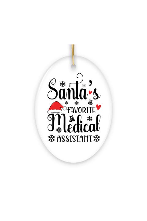 Santas Favorite Medical Assistant Oval Ceramic Ornament