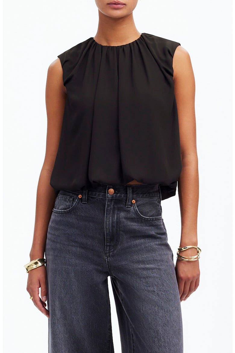 Sleeveless Chiffon Bubble Top, Main, color, TRUE BLACK