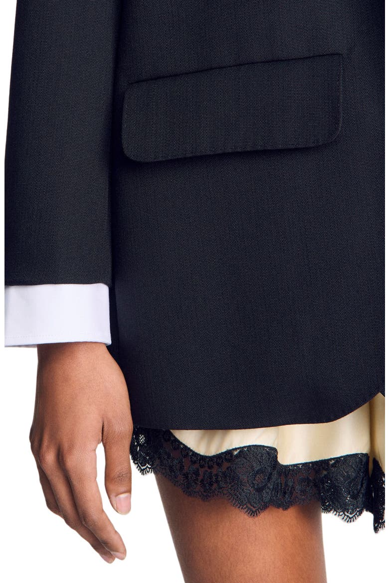 Mixed-material satin jacket, Alternate, color, Black