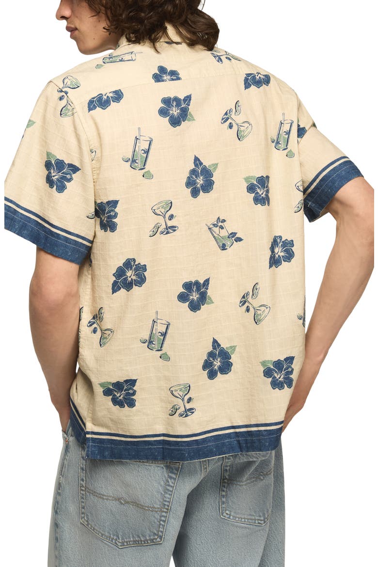 Floral Cotton Blend Ripstop Camp Shirt, Alternate, color, BLUE PRINT