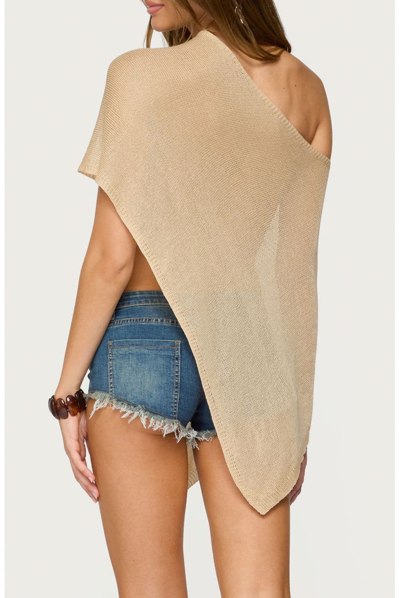 Azalia Asymmetric Open Knit Sweater, Alternate, color, BEIGE