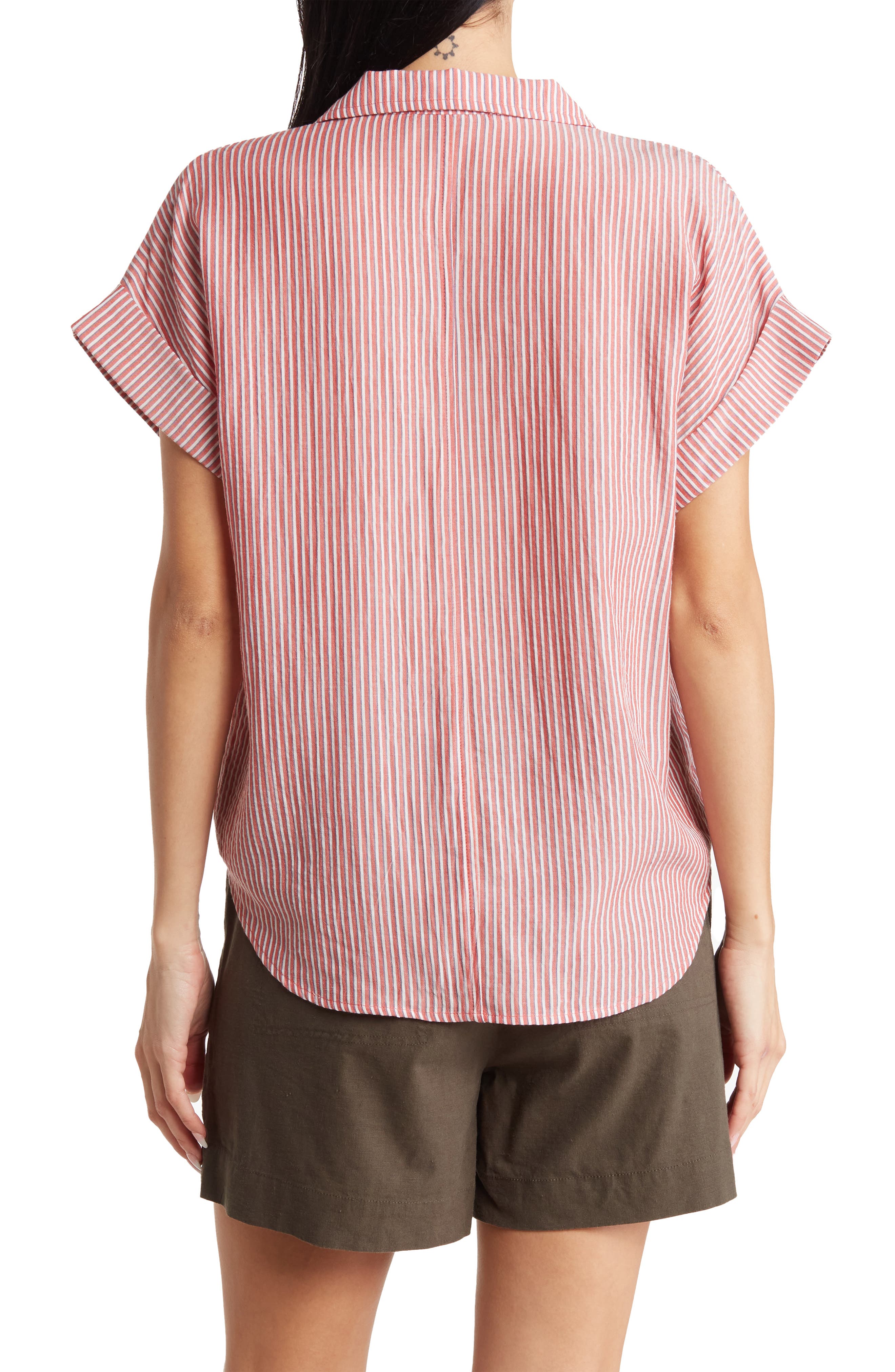 matty m. Stripe Woven Button Front Top (Women) | Nordstromrack