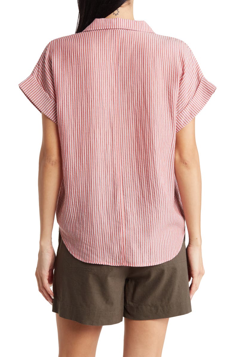 matty m. Stripe Woven Button Front Top, Alternate, color, Cherry