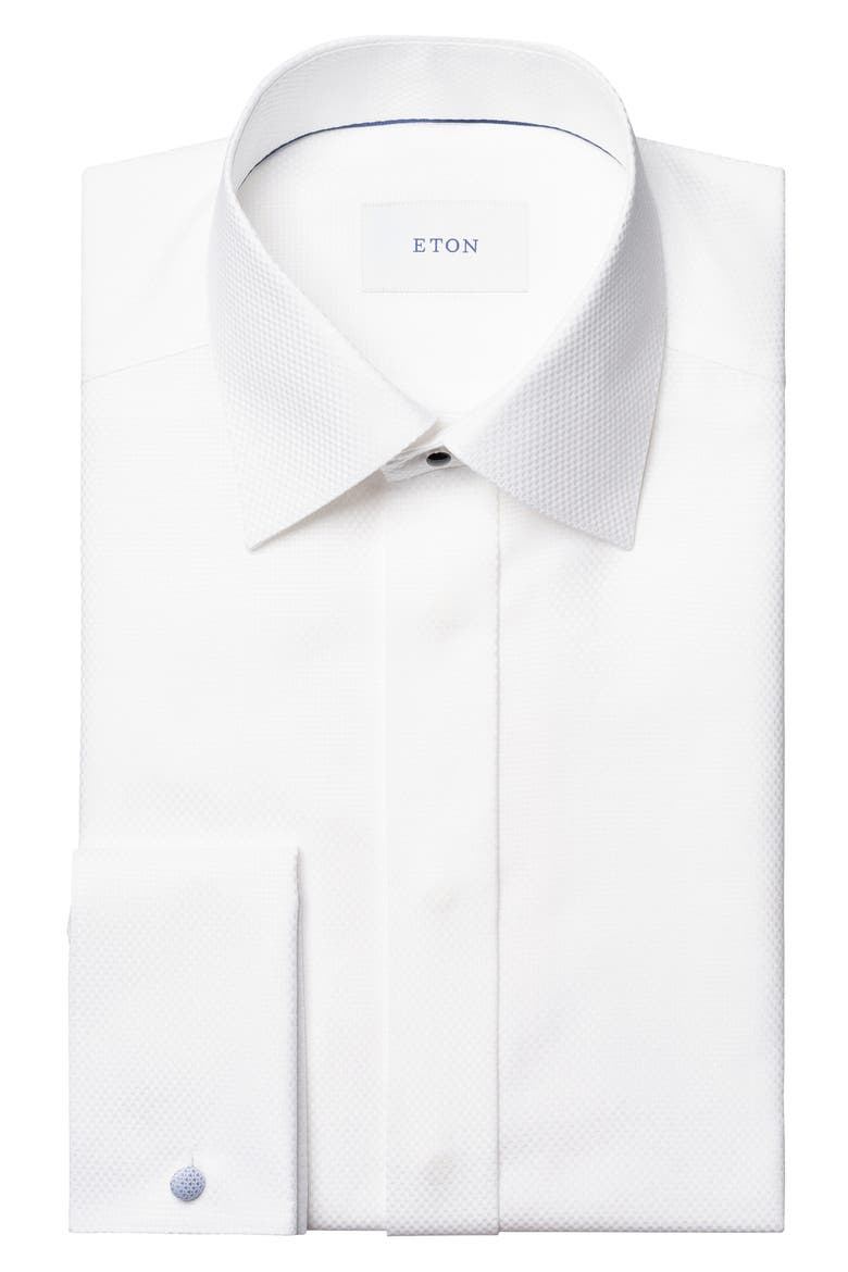 Slim Fit Fly Front Tuxedo Shirt, Alternate, color, WHITE