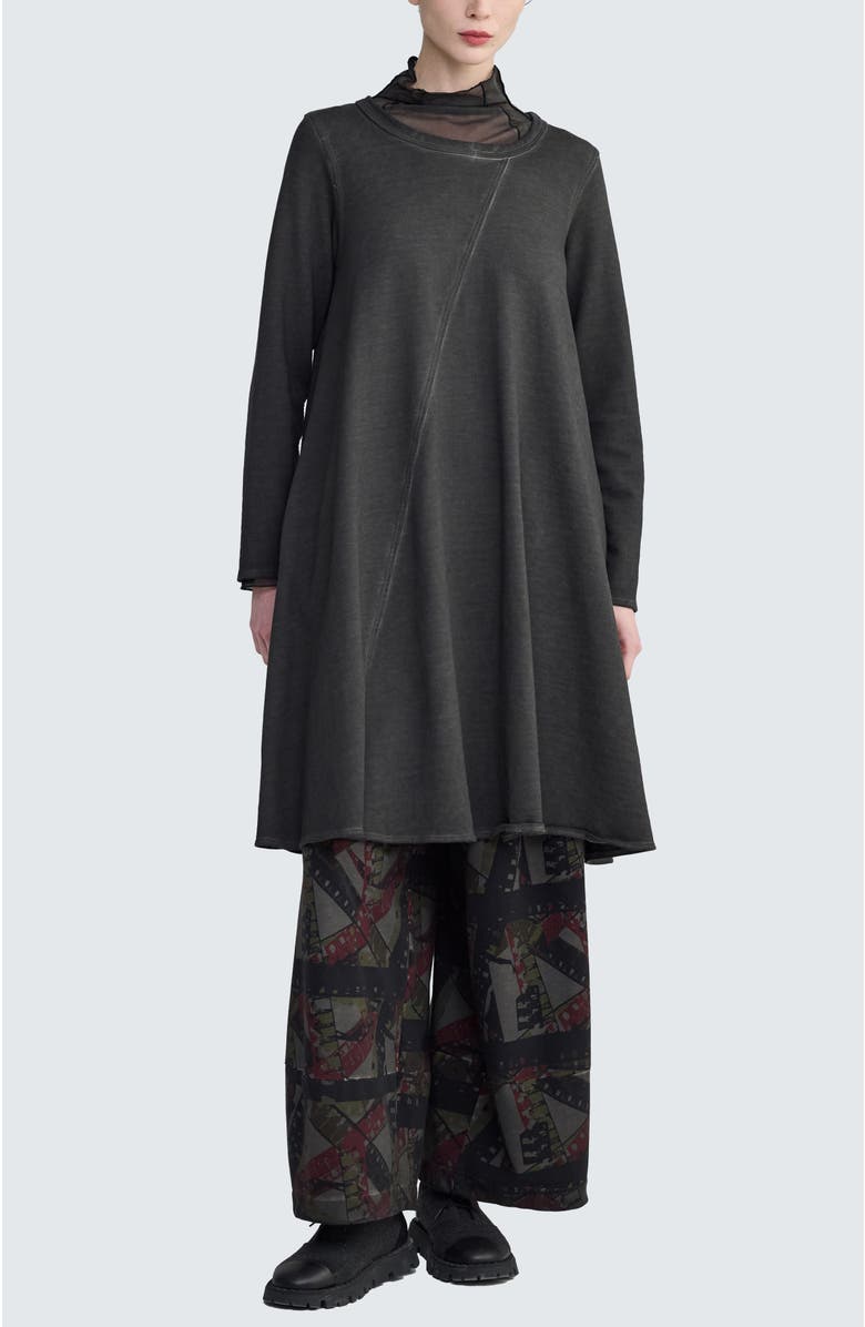 LUUKAA Fay Diagonal-Cut Jersey Dress, Main, color, Misty Black