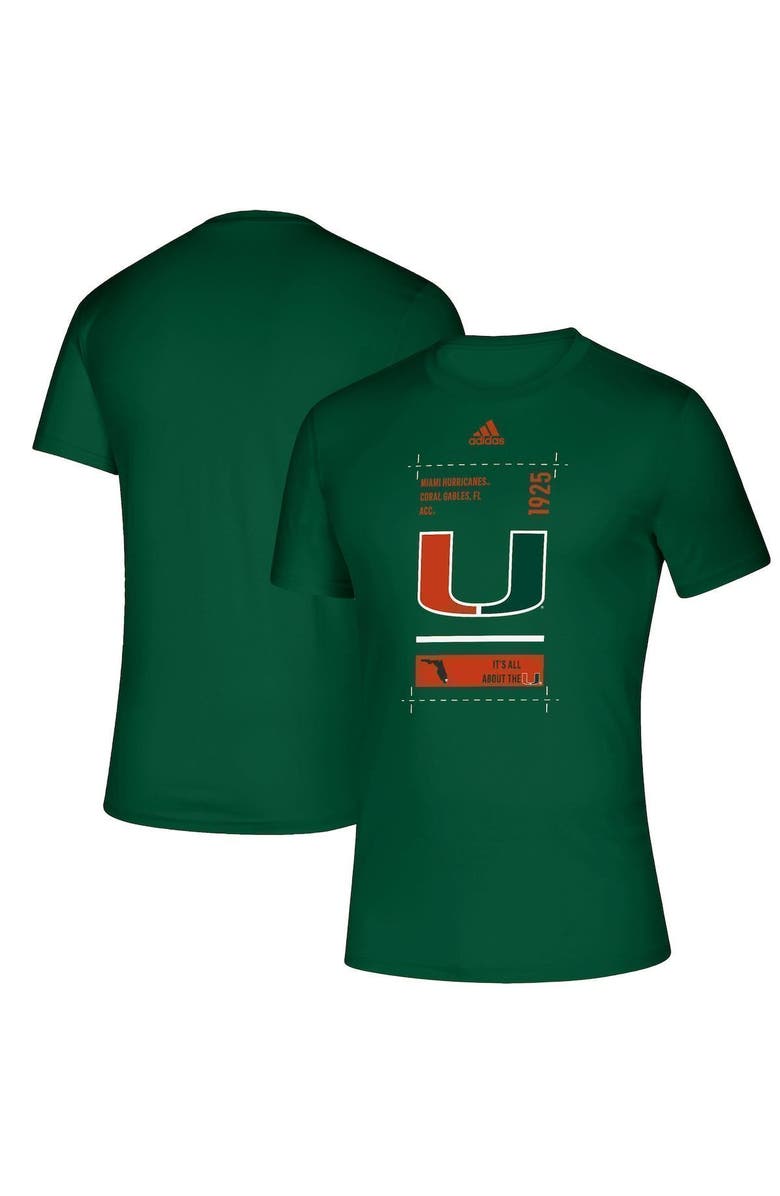 adidas Men's adidas Green Miami Hurricanes Hall Pass Creator T-Shirt, Alternate, color, Green