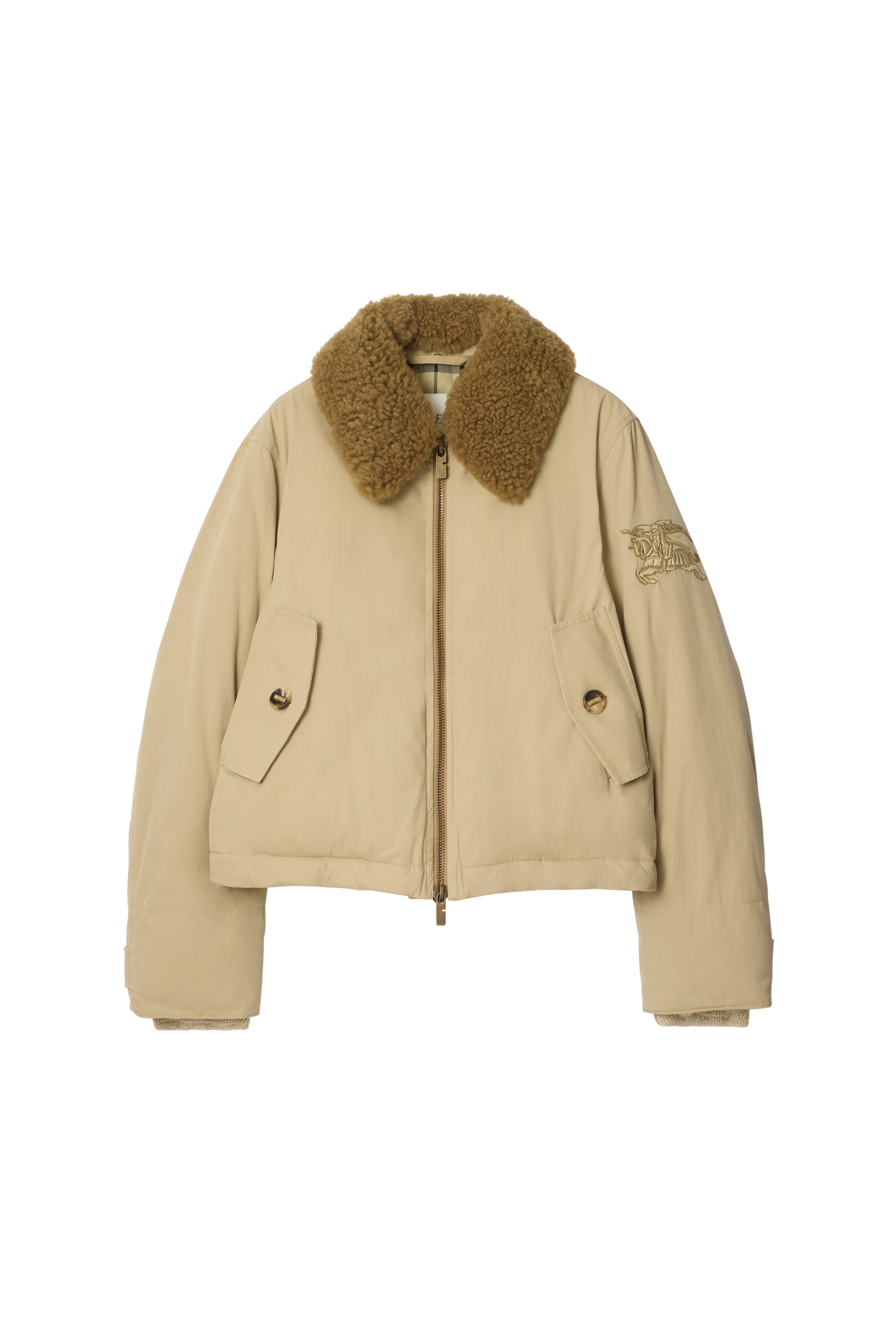 Shearling Collar Gabardine Jacket - image 2