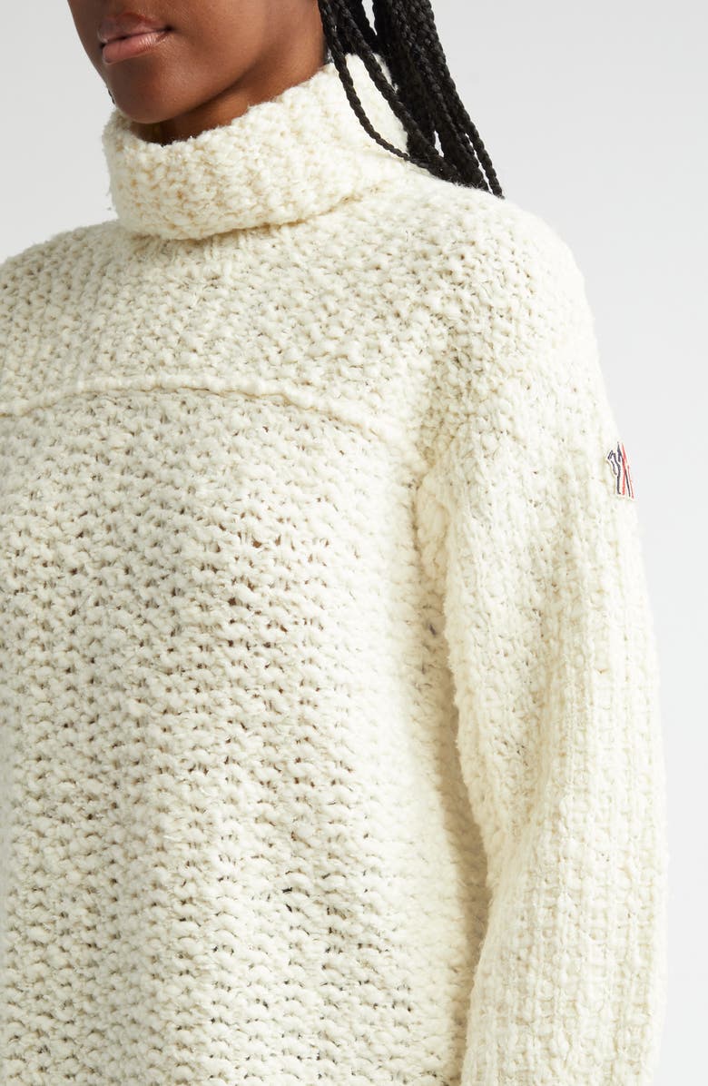Moncler Grenoble High-Low Virgin Wool Blend Turtleneck Sweater, Alternate, color, 