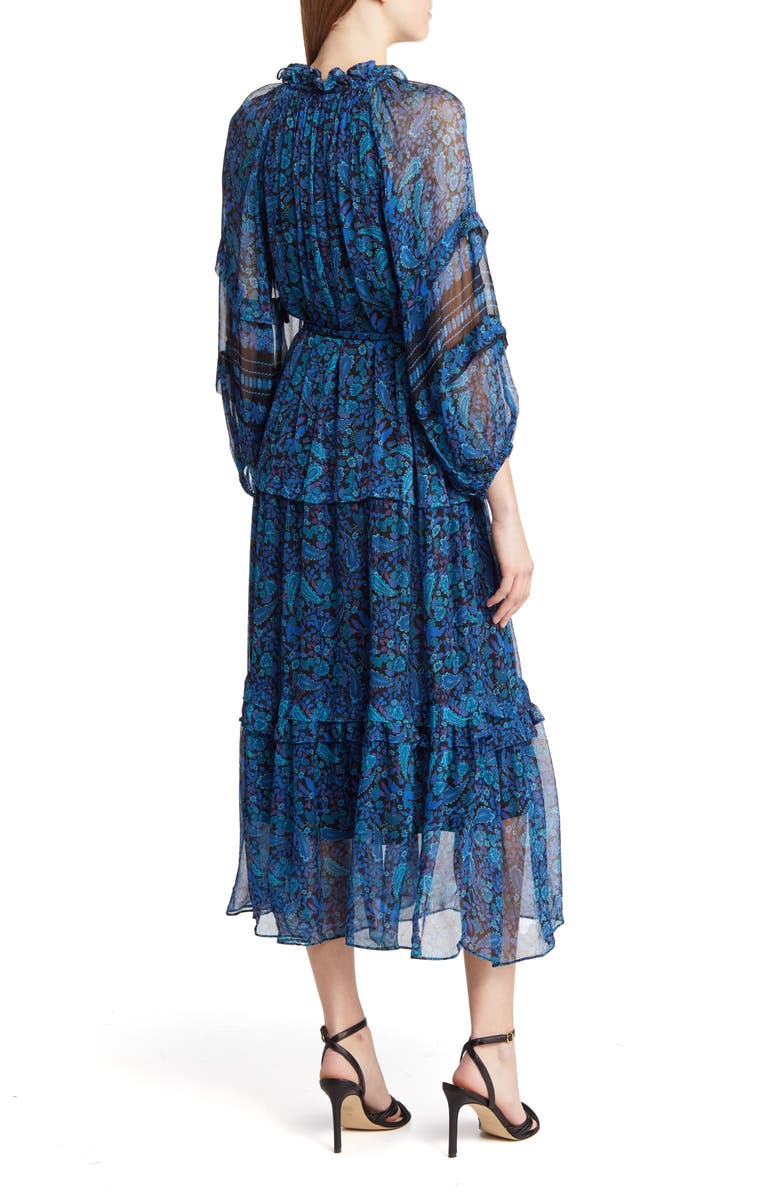 KOBI HALPERIN Amelie Ruffle Trim Long Sleeve Maxi Dress, Alternate, color,