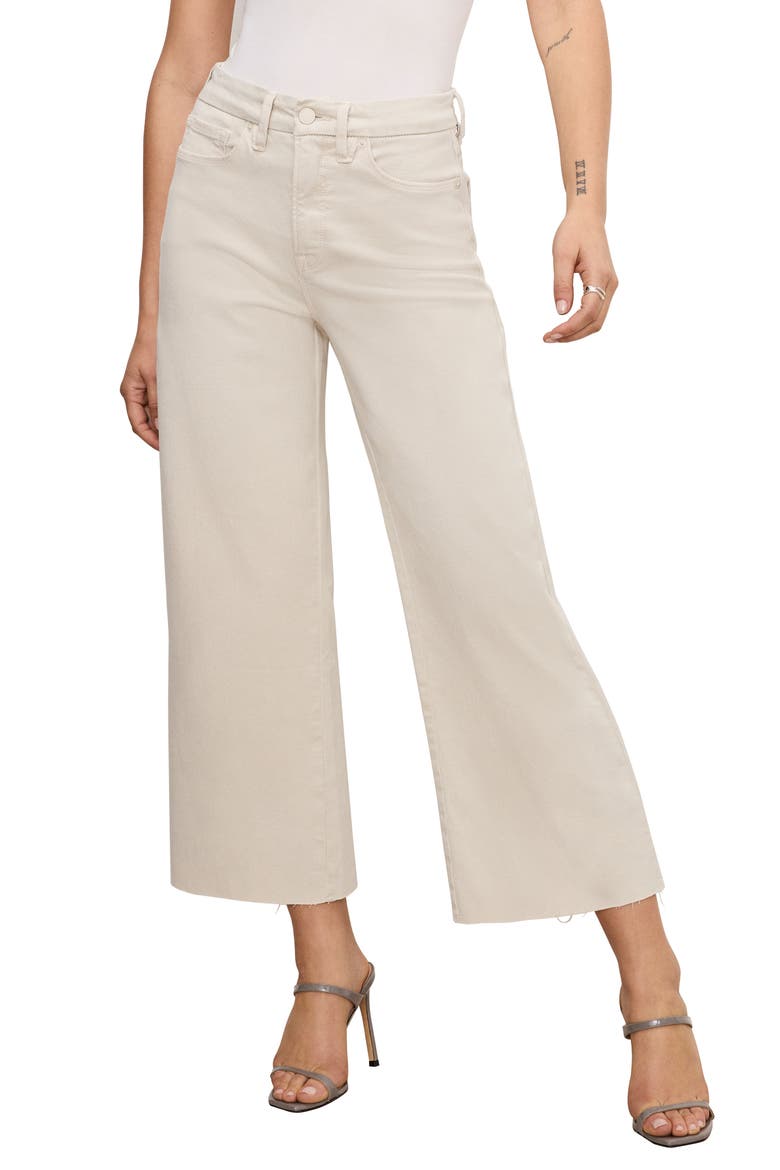 Good Waist Raw Hem High Waist Crop Palazzo Jeans, Main, color, BONE001