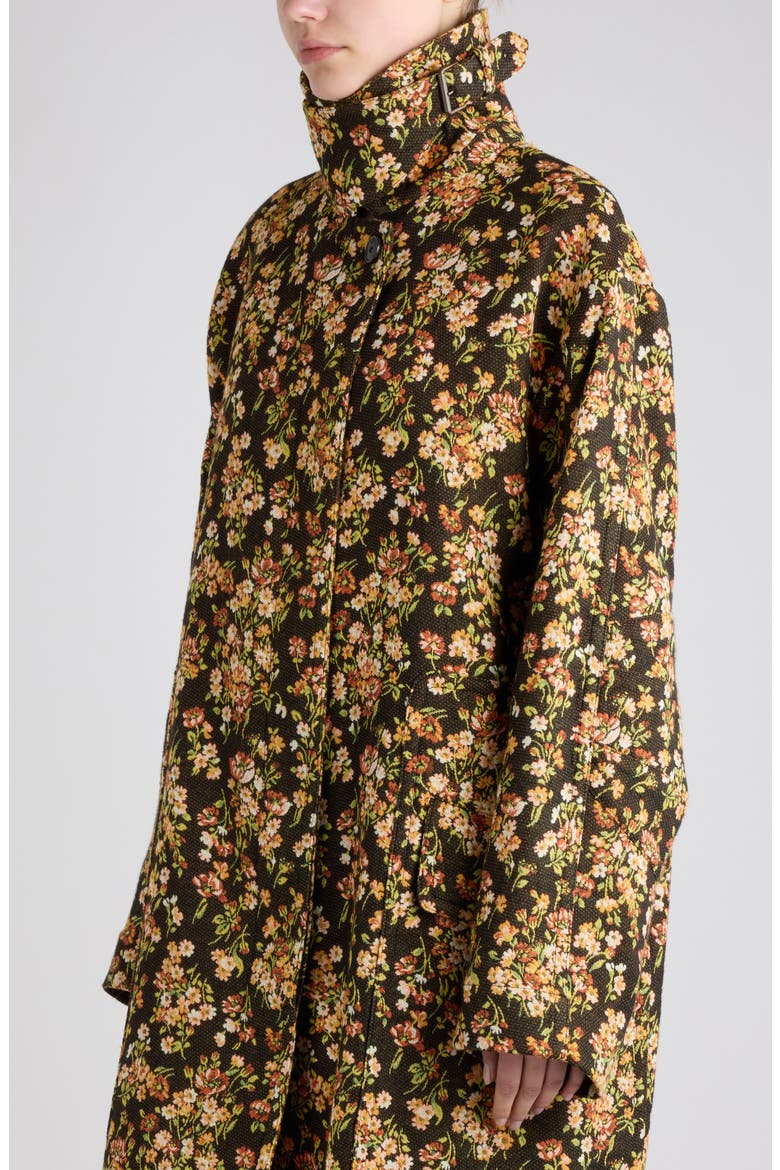 Rain Weave Floral Coat, Alternate, color, BROWN