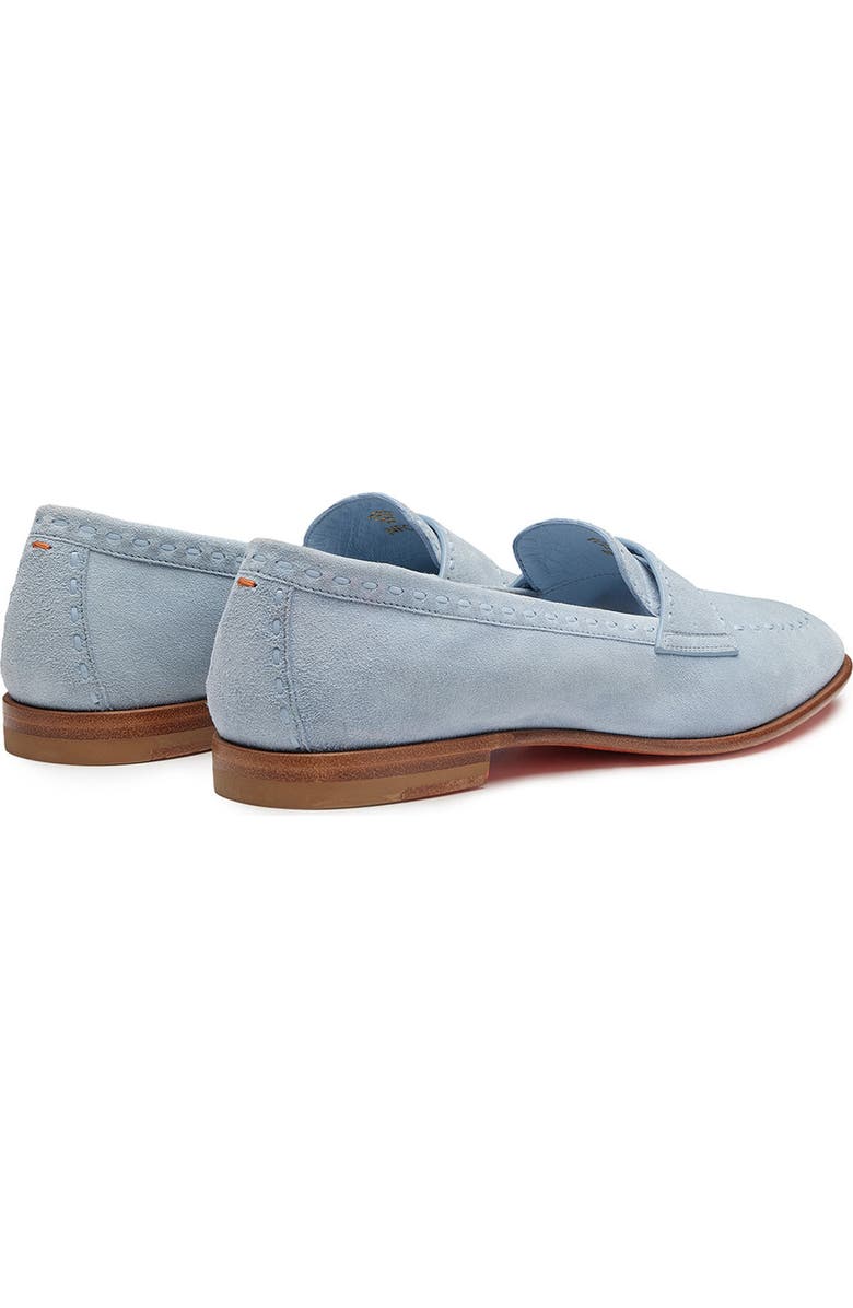 Santoni Women's Suede Penny Loafer, Alternate, color, Blue