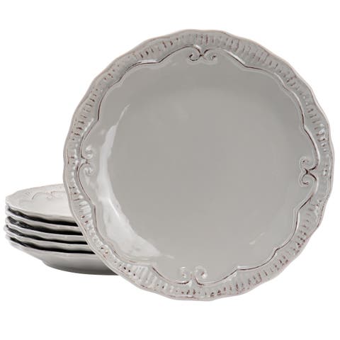 Capri 6 piece 11 Inch Stoneware Embossed Dinner Plate Set