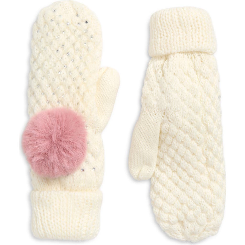 Surell Knit Glitz Mittens In Neutral