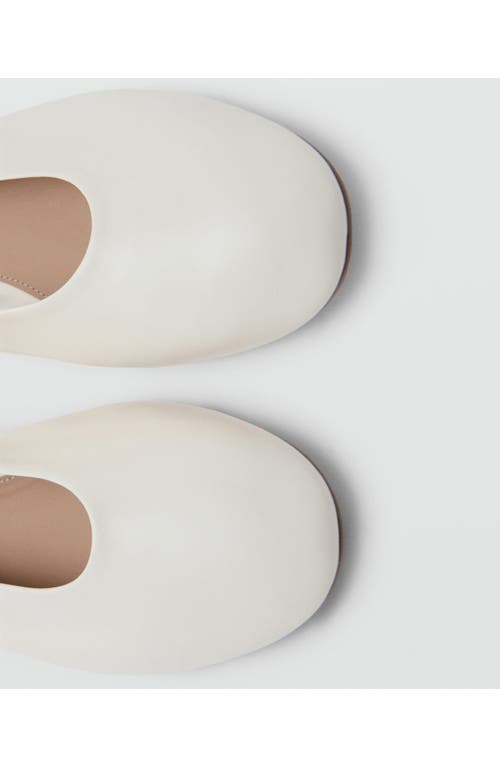 Mango Leather Ballet Flat In Nude