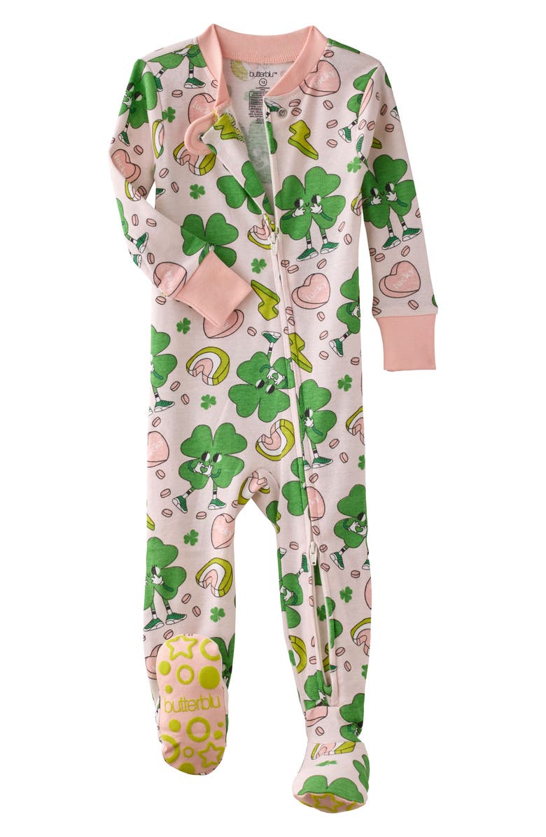 BUTTERBLU Cruz One-Piece Fitted Organic Cotton Footie Pajamas, Alternate, color,
