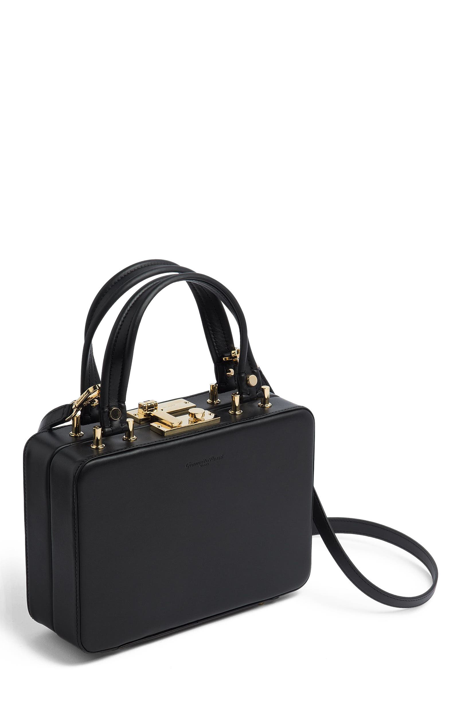 Gianvito Rossi Valì Top Handle bag, Alternate, color, Black Leather