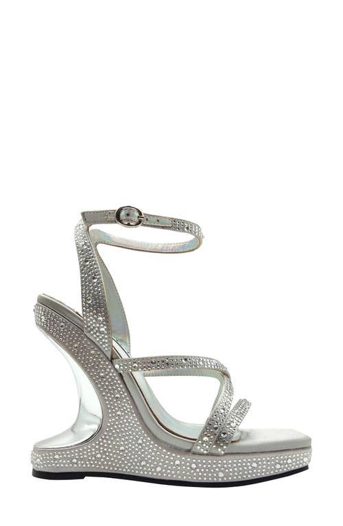 Lady Couture Rhinestone Wedge Sandal In Silver
