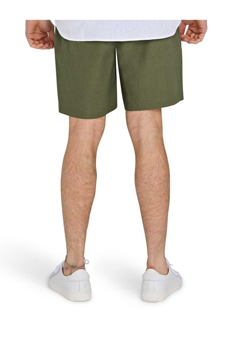 Stretch Waist Linen Blend Short, Alternate, color, Olive