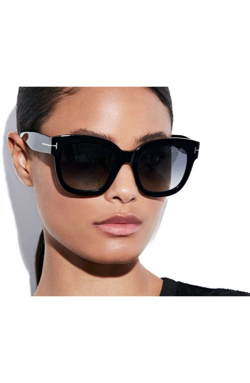 Tom Ford Beatrix 52mm Polarized Lens Oversize Square Sunglasses In Shiny Black/smoke Mirror