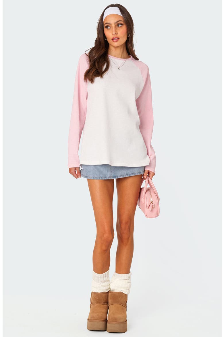 Me Time Oversize Waffle Knit Top, Alternate, color, LIGHT-PINK