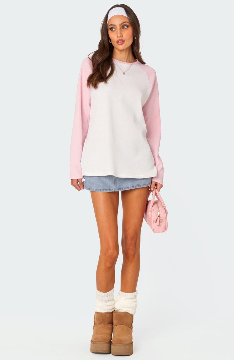 EDIKTED Me Time Oversize Waffle Knit Top, Alternate, color, Light-Pink