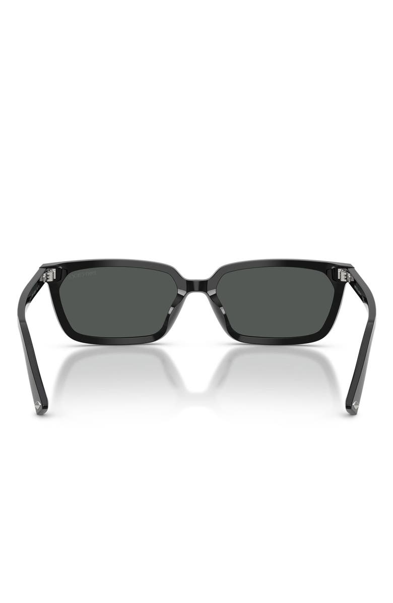 Jimmy Choo 55mm Rectangular Sunglasses, Alternate, color, Black / Dark Grey