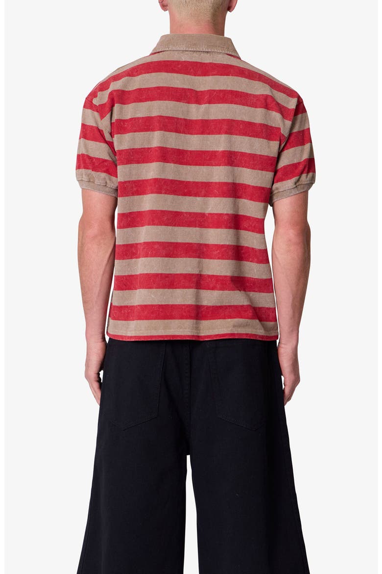 Striped Short Sleeve Rugby Shirt, Alternate, color, BROWN